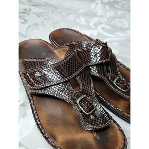 Finn Comfort Thong‎ Sandals Germany Leather Snakeskin Embossed Size 9/9.5